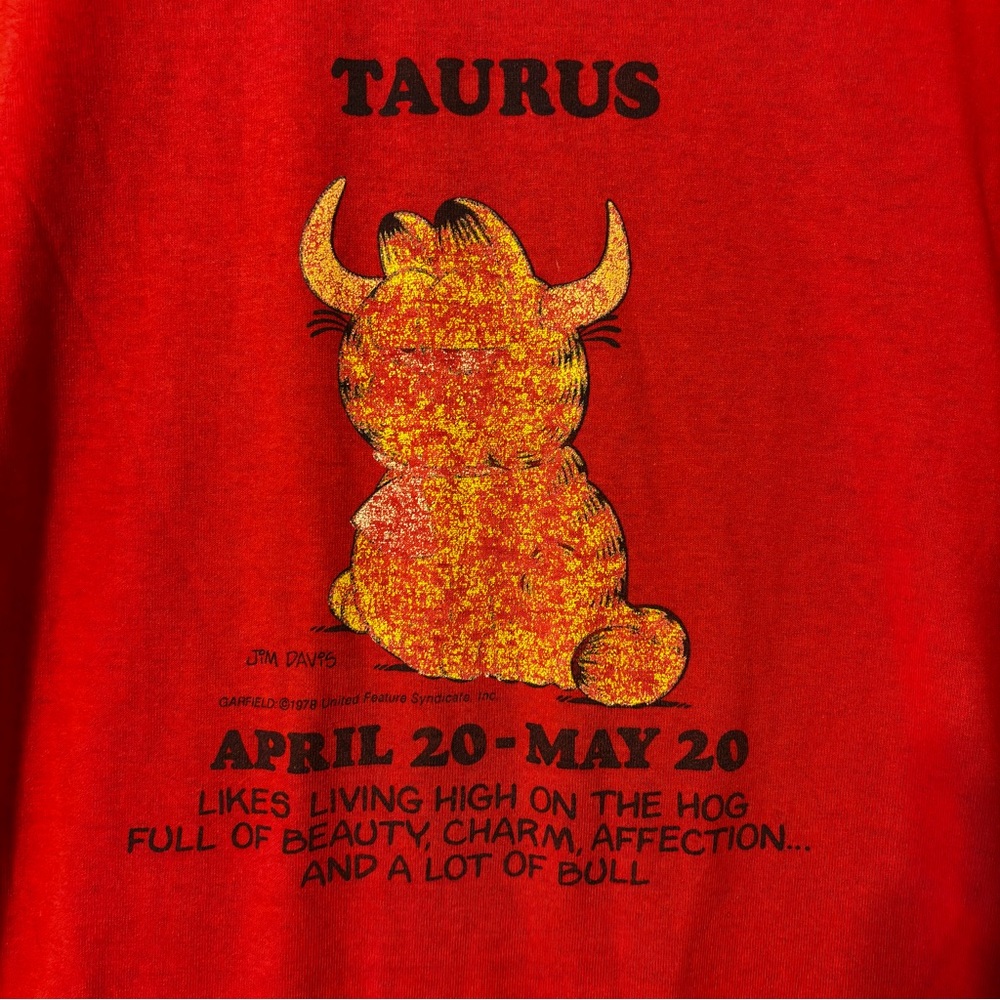 Super rare Vintage zodiac Garfield Taurus Tee - Picture 2 of 8